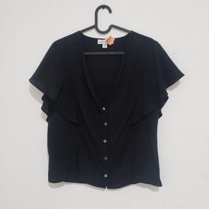 Amour Vert 100% Silk ruffle blouse